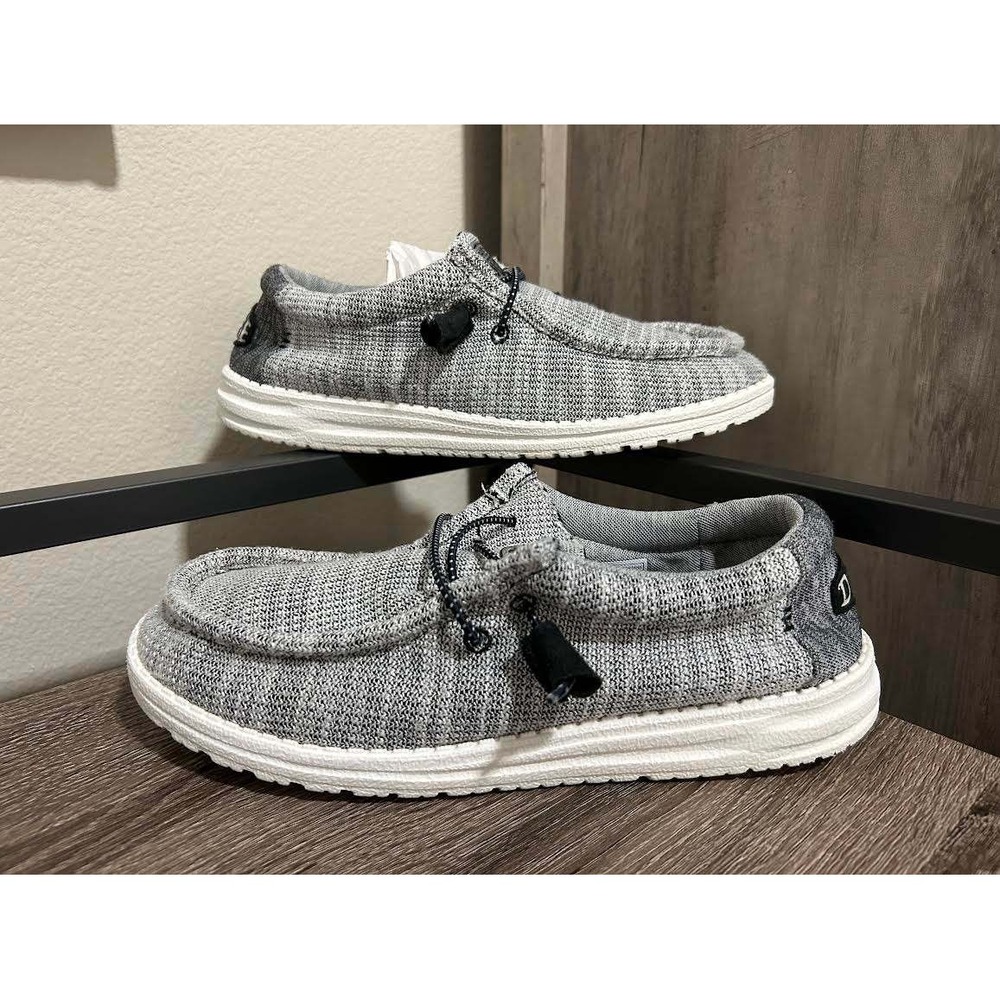 Hey Dude Wally Stretch Mix Yin Yang Grey Loafers Mens 7 Womens 9 Beach Resort